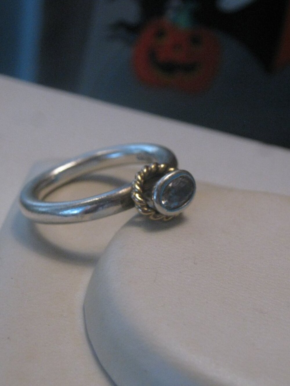 PANDORA Two Tone, 14Kt Gold & Silver, Halo Reminder Ring - Size 56 (7½)m -125$
